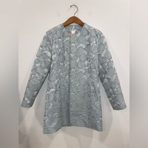 Grace Chuang floral jacquard formal blazer evening jacket pewter grey blue